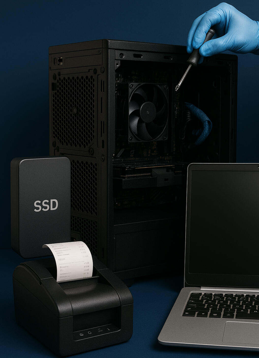 Comercializamos computadores, portátiles, servidores y accesorios. Ofrecemos mantenimiento preventivo y correctivo para garantizar el óptimo rendimiento de tus equipos.